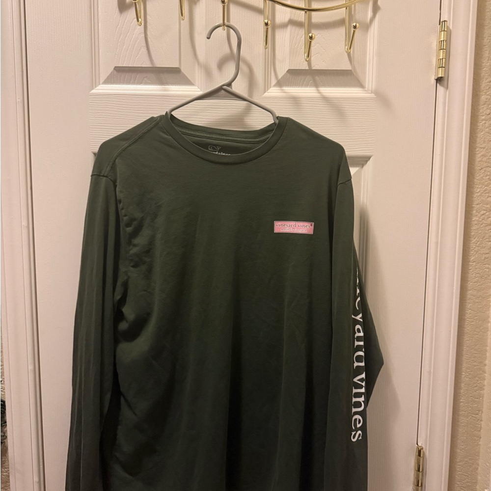 Vineyard Vines Men's Olive Long Sleeve Tee